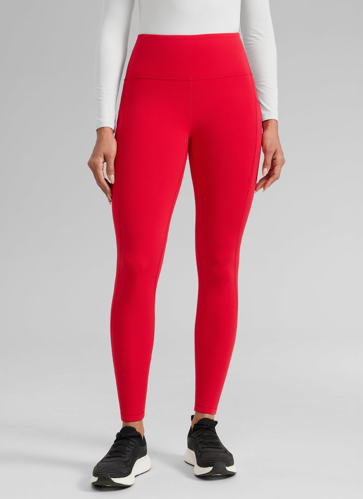 Women's high-waisted ankle-length leggings with side pocket and seam detailing