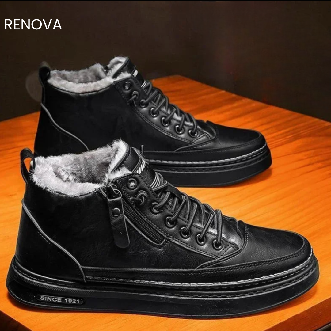 Unisex shearling ankle boots with laces and side zippers