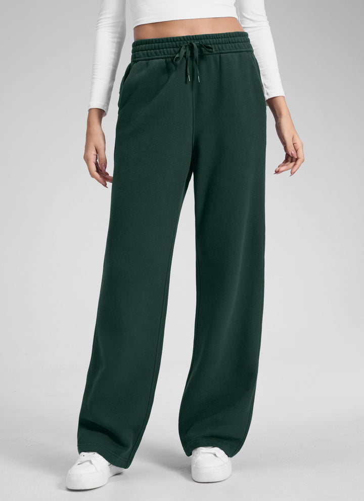 Women's straight leg sweatpants with elasticated drawstring waist and side pockets