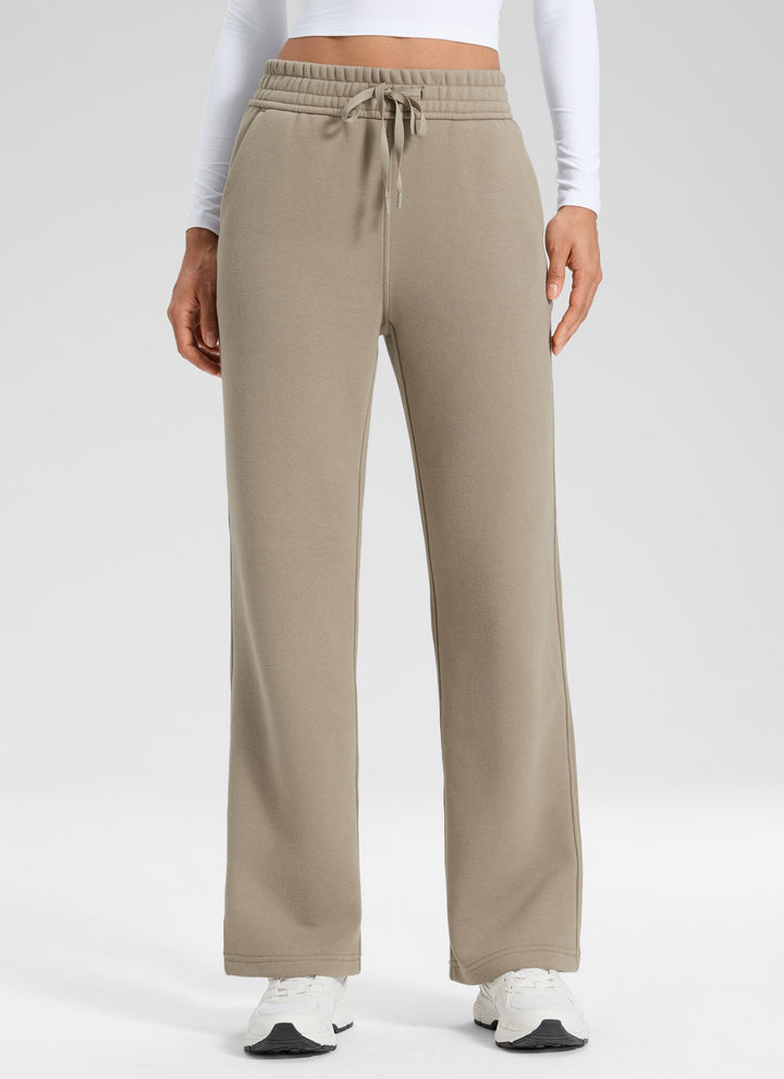 Women's straight leg sweatpants with elasticated drawstring waist and side pockets