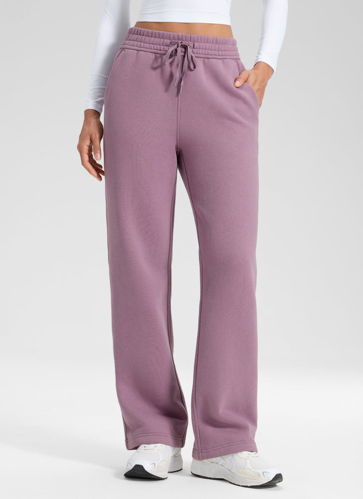 Women's straight leg sweatpants with elasticated drawstring waist and side pockets