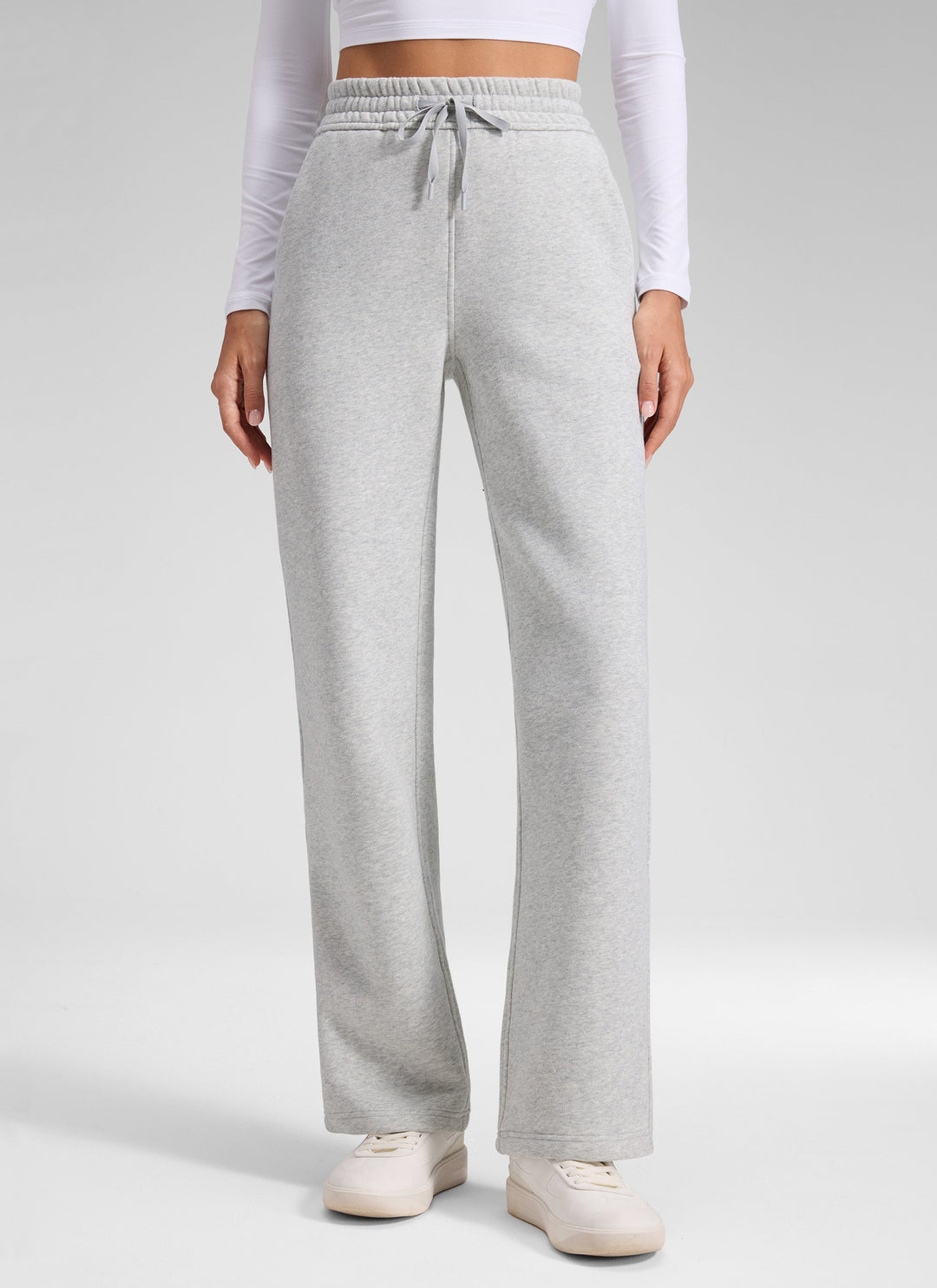 Women's straight leg sweatpants with elasticated drawstring waist and side pockets