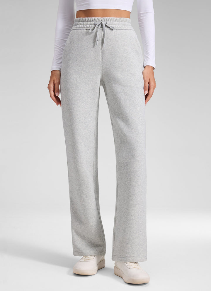 Women's straight leg sweatpants with elasticated drawstring waist and side pockets