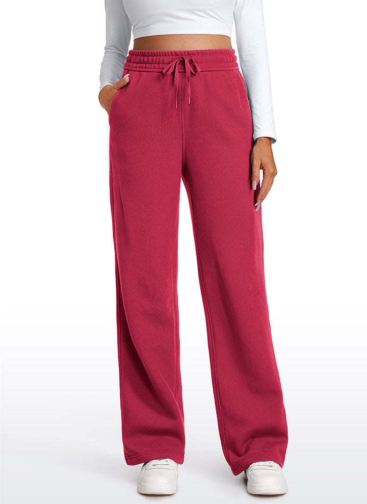 Women's straight leg sweatpants with elasticated drawstring waist and side pockets