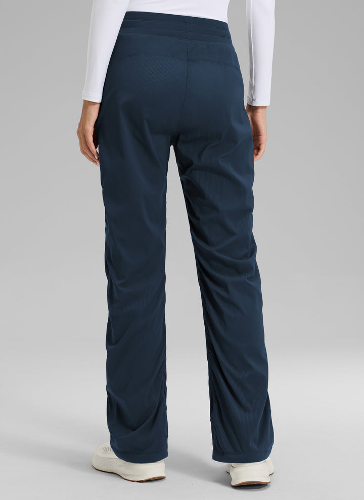 Women's straight leg trousers with drawstring waist and side pockets