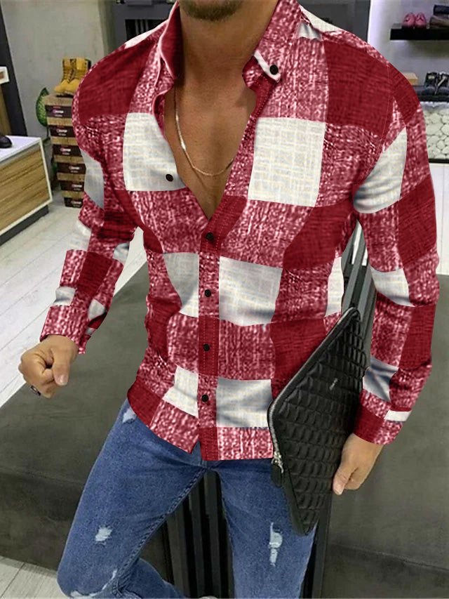 Men's Cotton Blend Plaid Colour Block Shirt
