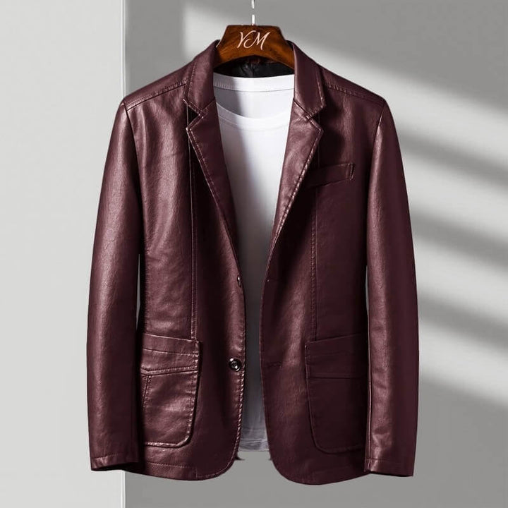 Men's blazer jacket with notched lapels, long sleeves and patch pockets