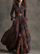 Women's plaid collared maxi dress with belt