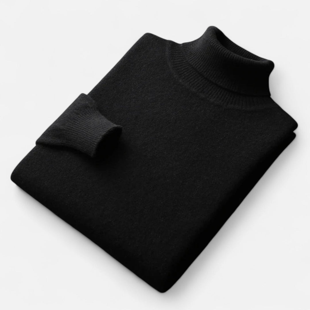 Men's plain ribbed turtleneck jumper with long sleeves