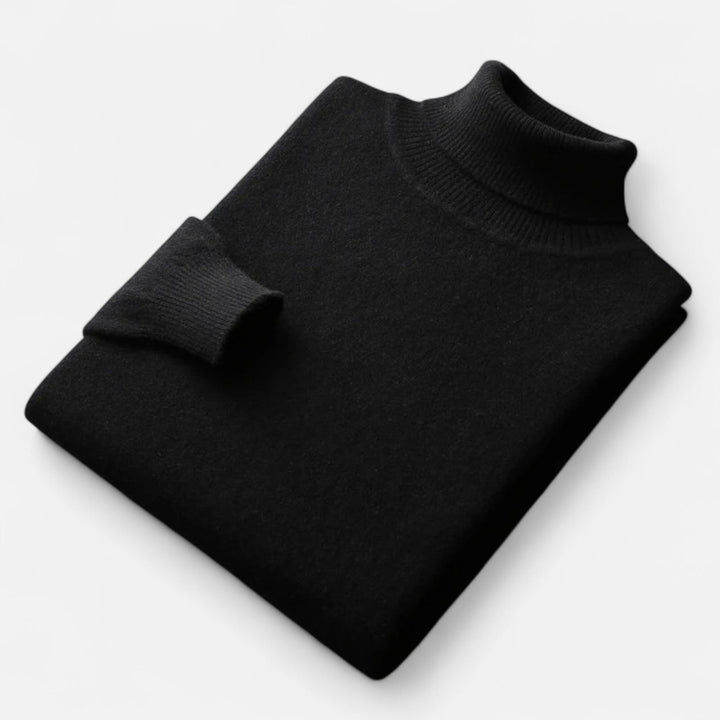 Men's plain ribbed turtleneck jumper with long sleeves