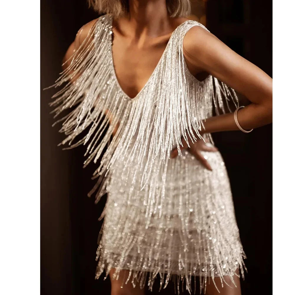 Faye | Women’s Cocktail Dress with Fringe Feathers - Image 3