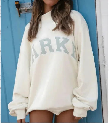 Women's Oversized Graphic Crewneck Sweatshirt, Long Sleeve