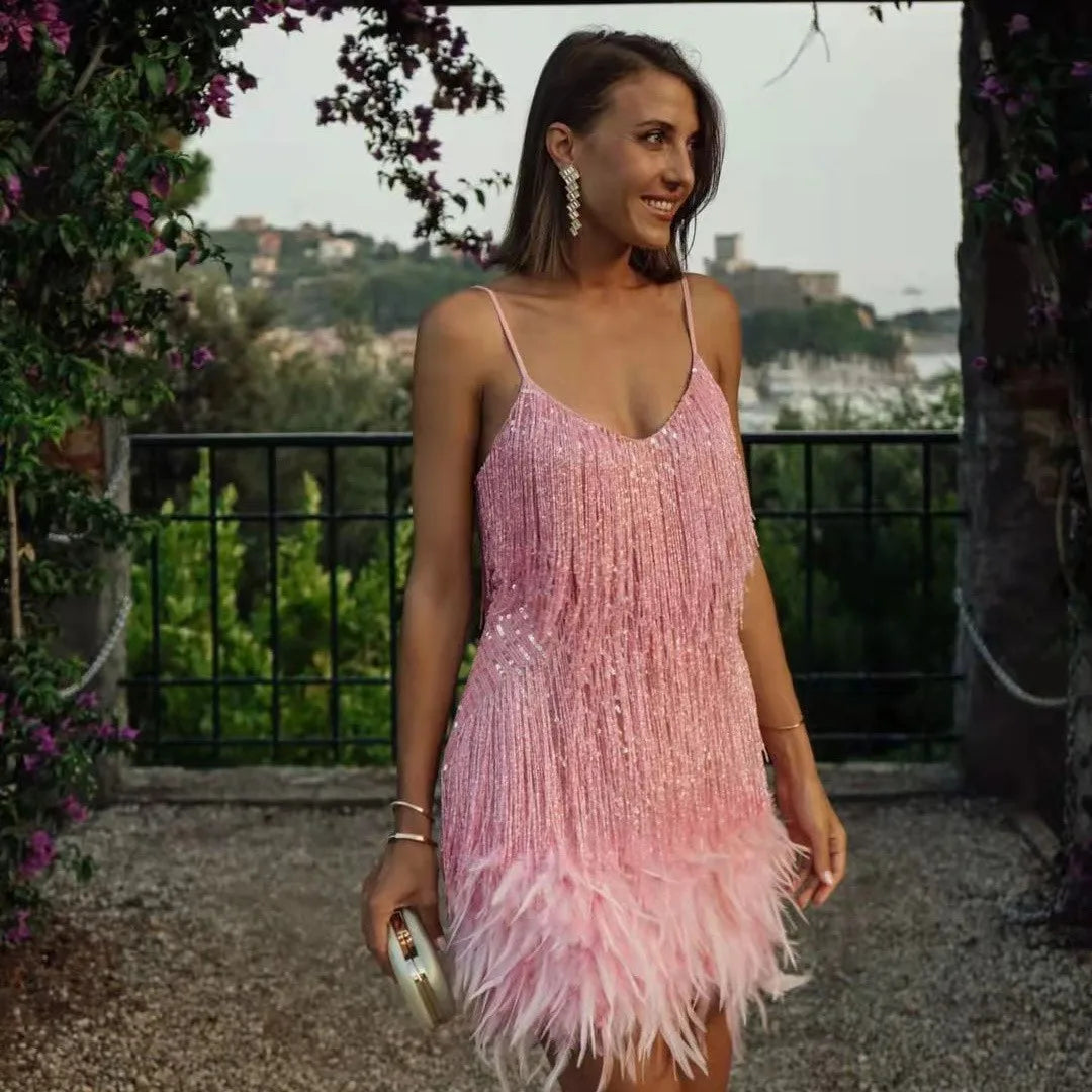 Faith | Women’s Cocktail Dress with Fringe Feathers - Image 5