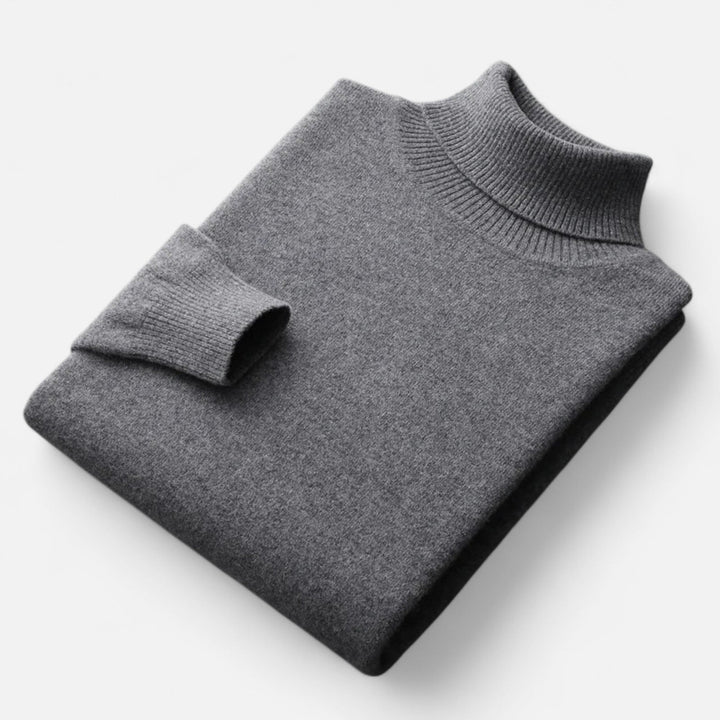 Men's plain ribbed turtleneck jumper with long sleeves