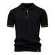 Men's short-sleeve polo shirt with half-zip collar and panel detail