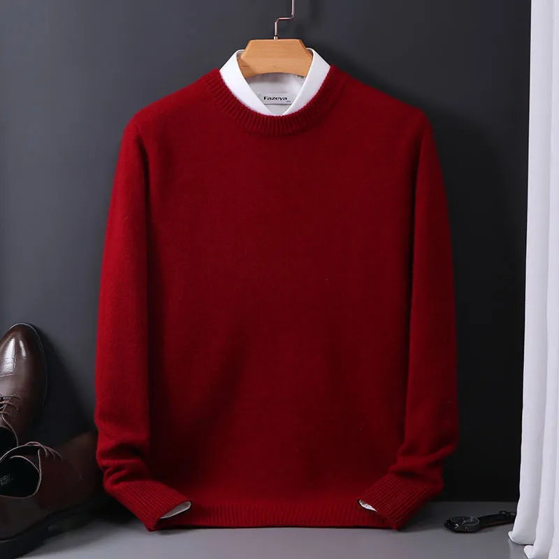 Men's plain crew neck jumper with long sleeves