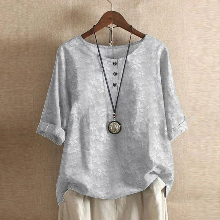 Women's Floral Print Blouse, Round Neck, Half Sleeve