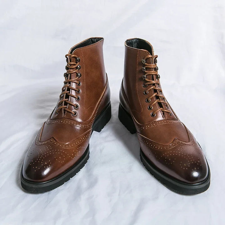Men's brogue ankle boots with perforated wingtip detailing