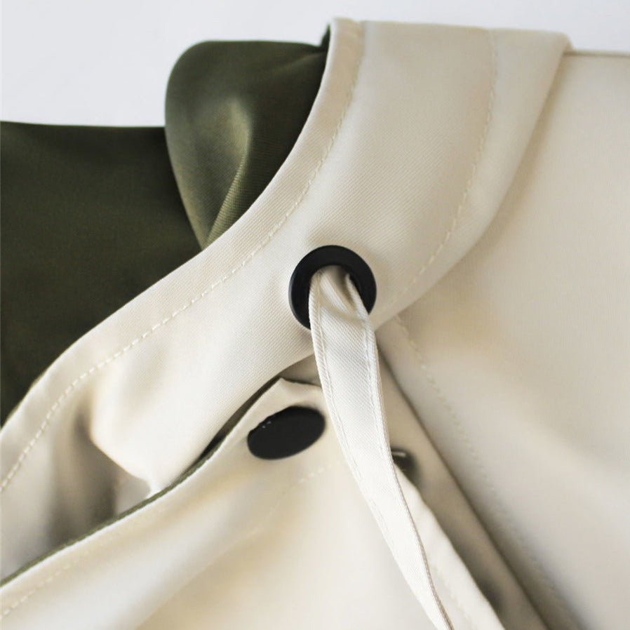 Women's colour block windbreaker jacket with wide collar