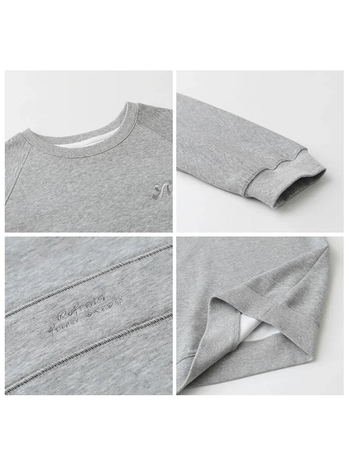Women's crew neck sweatshirt with long sleeves and embroidered chest logo