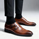 Men's double monk strap loafers with buckles and almond toes