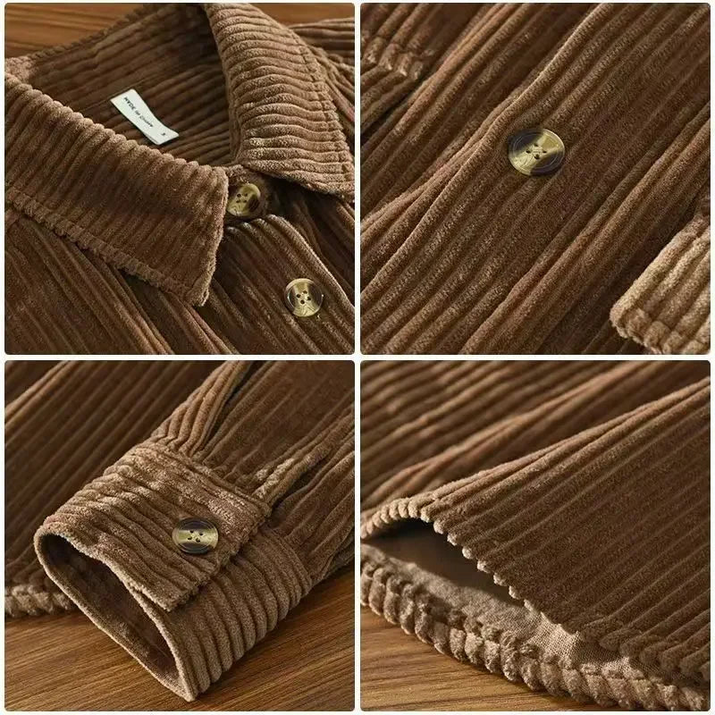 Men's corduroy shirt with long sleeves and two chest pockets
