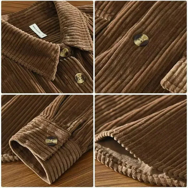 Men's corduroy shirt with long sleeves and two chest pockets