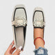 Women's Loafers, Navy and Orange, Jewelled Trim