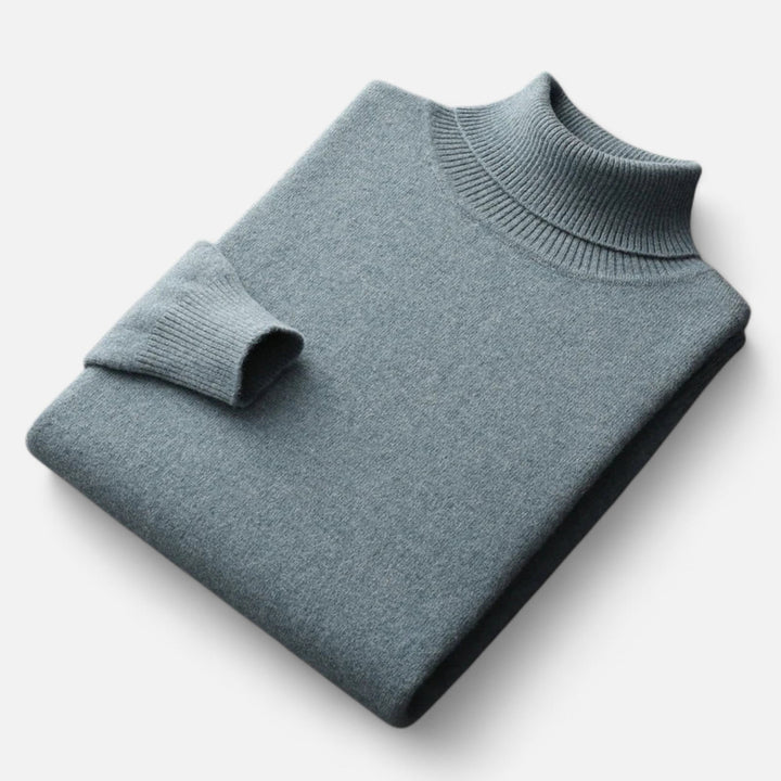 Men's plain ribbed turtleneck jumper with long sleeves