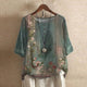 Women's Floral Print Blouse, Round Neck, Half Sleeve