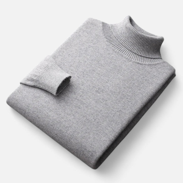 Men's plain ribbed turtleneck jumper with long sleeves