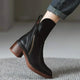 Women's ankle boots with side zippers and mid block heels