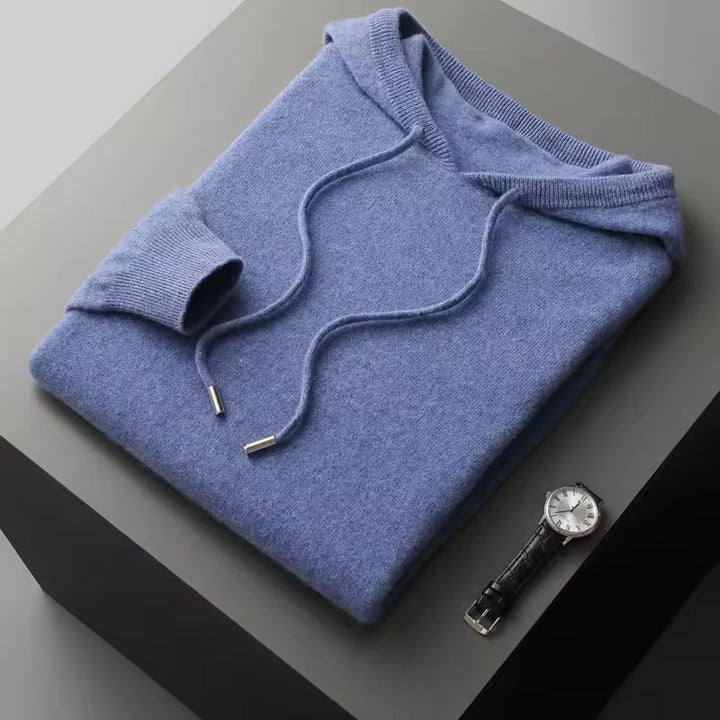 Unisex plain hooded jumper with drawstrings and ribbed cuffs