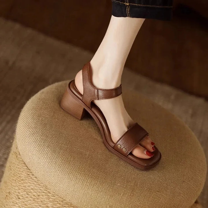 Women's Leather Flat Sandals — Slip-On Everyday Summer Sandals