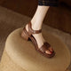 Women's Leather Flat Sandals — Slip-On Everyday Summer Sandals