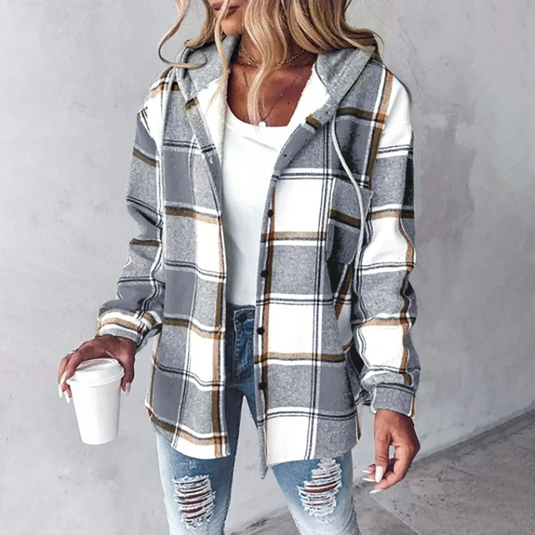 Women's Checkered Lined Cardigan