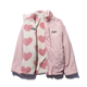 Reversible hooded coat with heart-print fleece-look lining
