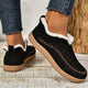 Women's fur-trimmed slip-on ankle boots with round toes and flat textured soles