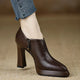 Women's High Heel Pumps Platform Block Heel Side Zipper