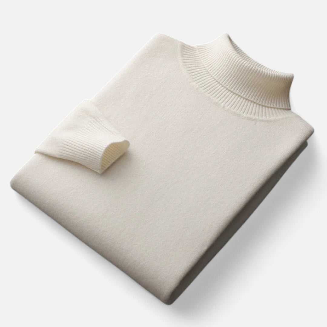 Men's plain ribbed turtleneck jumper with long sleeves