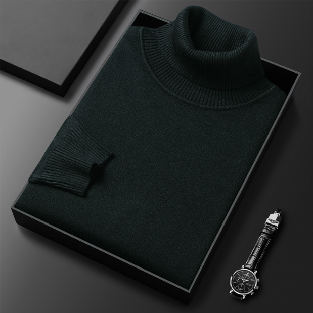 Ribbed turtleneck jumper with long sleeves and high collar