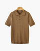 Men's ribbed polo shirt with short sleeves and button placket