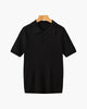 Men's ribbed polo shirt with short sleeves and button placket