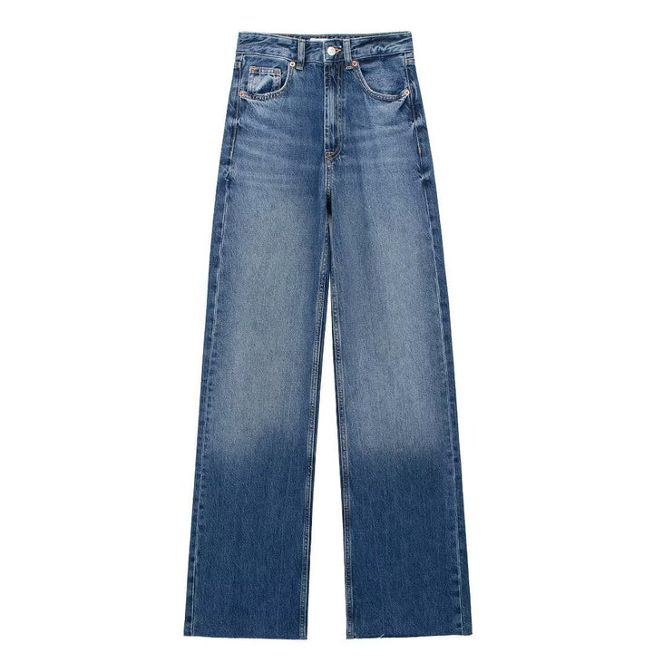 Women's blue high waist wide leg jeans