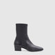 Black women's ankle boots with side zipper and low block heel
