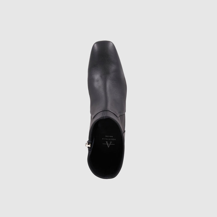 Black women's ankle boots with side zipper and low block heel