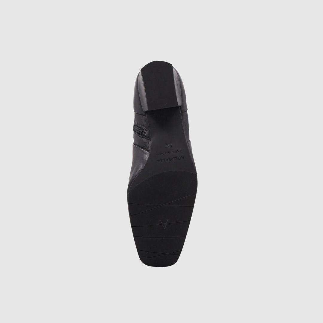 Black women's ankle boots with side zipper and low block heel