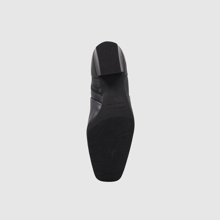 Black women's ankle boots with side zipper and low block heel