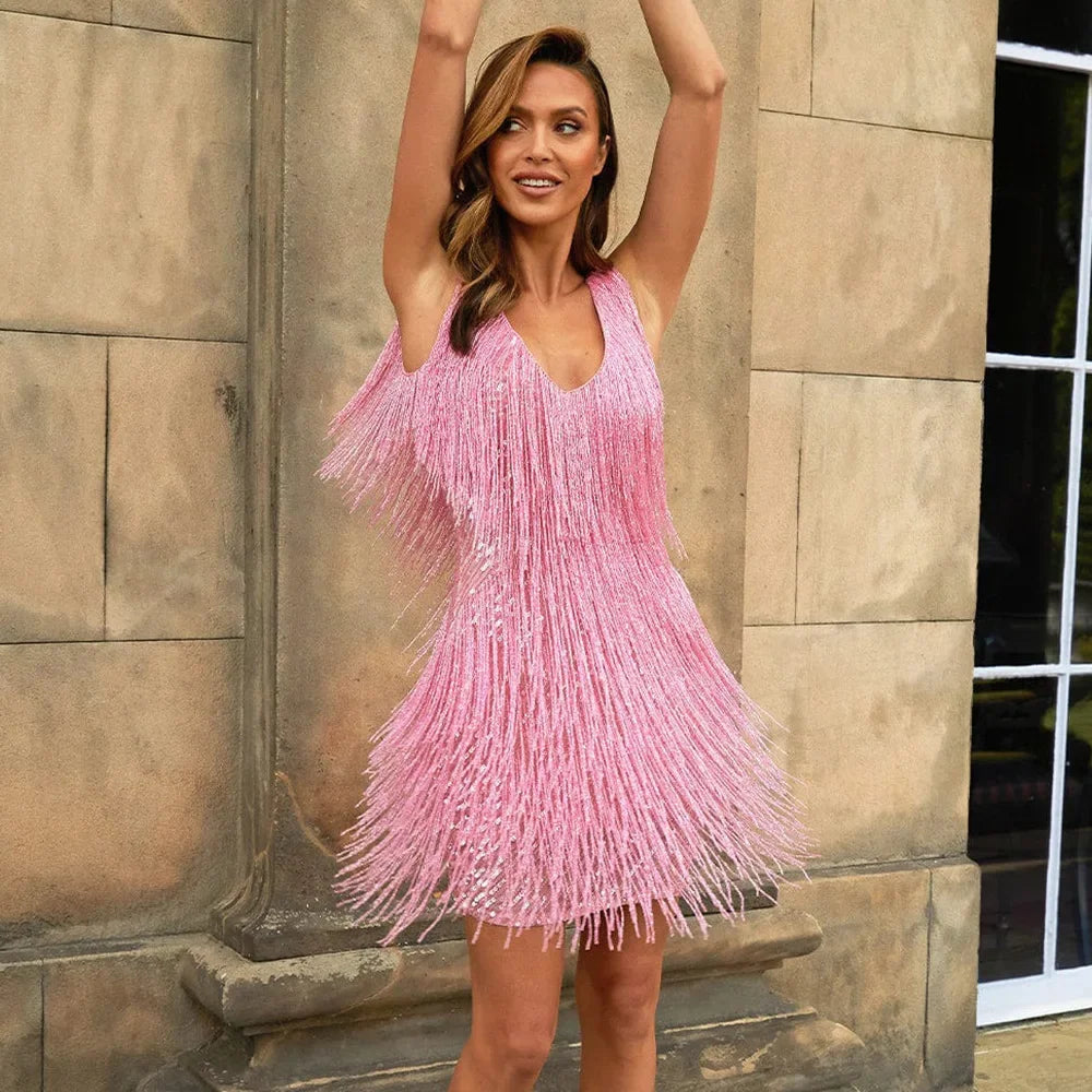 Faye | Women’s Cocktail Dress with Fringe Feathers - Image 6