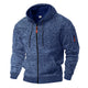 Men's textured fleece hooded jacket with full zip, front pockets and sleeve zip pocket